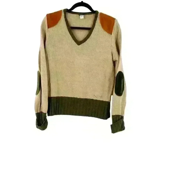 PAUL & SHARK Women's V Neck Sweater Size Large Italy Patches Wool Blend - Picture 1 of 5